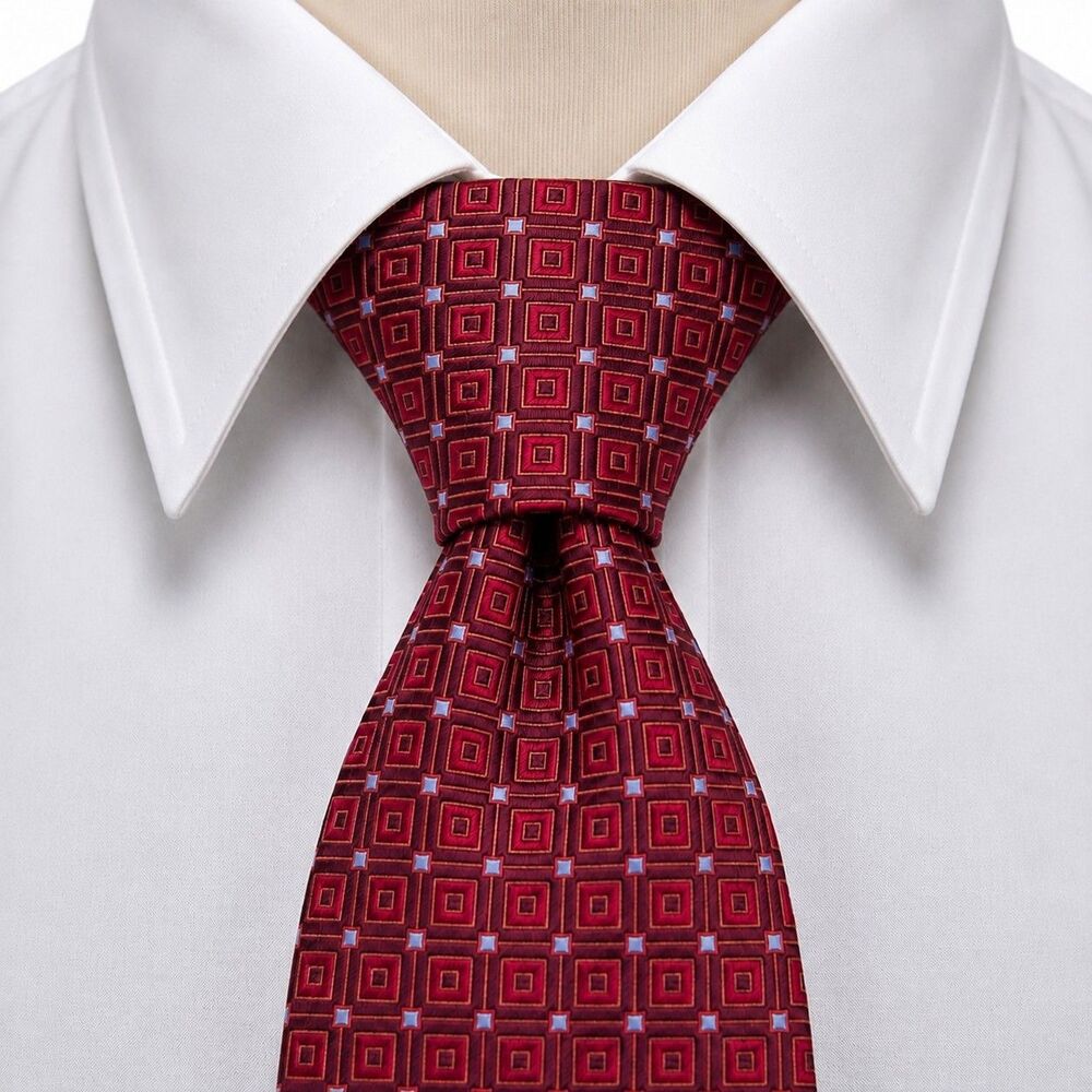 Michael Michael Kors Silk Dress Tie Red Geometric Square Grid